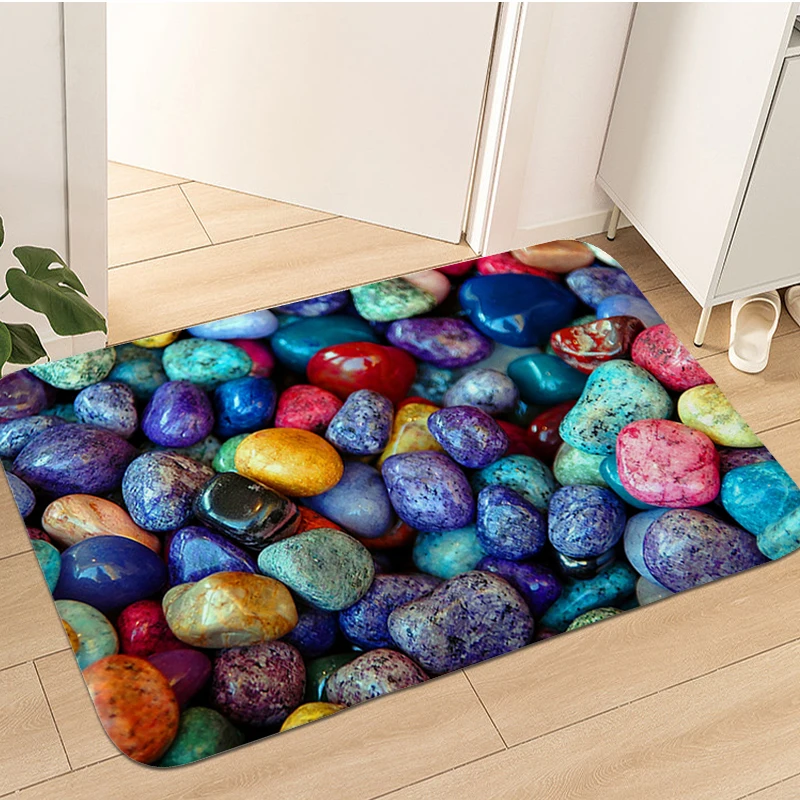 Digital Print Pebble Stone Rug for Bedroom House Interior Entrance Mat Kitchen Living Room Floor Carpet Home Decorations Bathmat