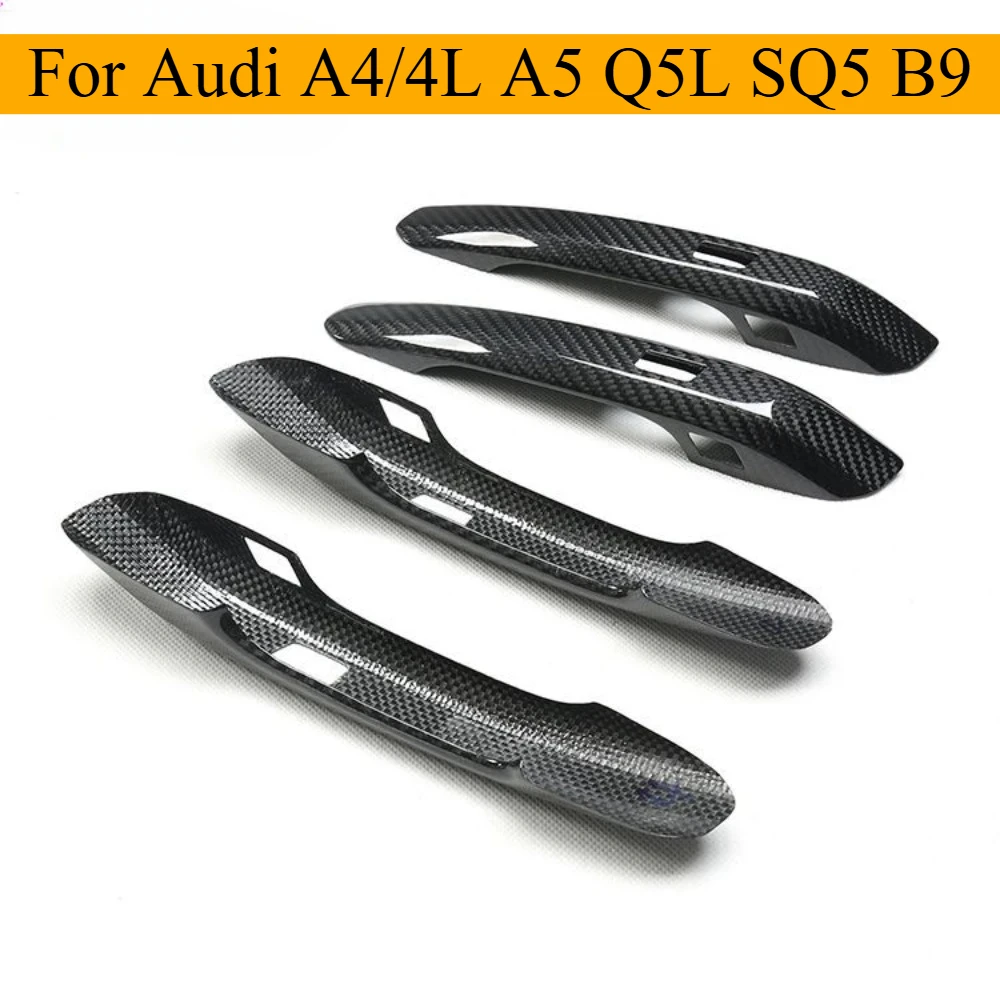 

A5 Dry Carbon Fiber Door Outside Handle Cover For Audi A4/4L A5 Q5L SQ5 B9 Carbon Fiber Exterior Door Trim External Auto Parts
