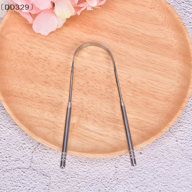 [-DD329] مكشطة تنظيف اللسان من الفولاذ المقاوم للصدأ للعناية بالأسنان ونظافة الفم