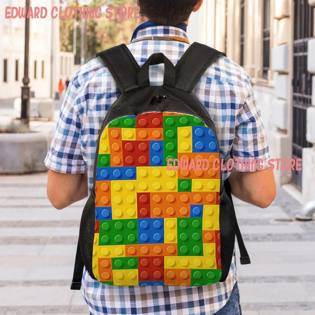 Building Blocks Construction Brick Backpack Student Boys Girls BookBag School Bag Computer Shoulder Bags