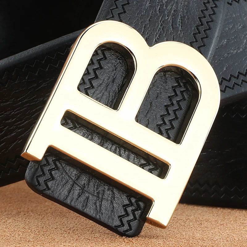High quality belts men vintage B letter slide buckle genuine leather Girdle Wide luxury famous younth jeans ceinture homme