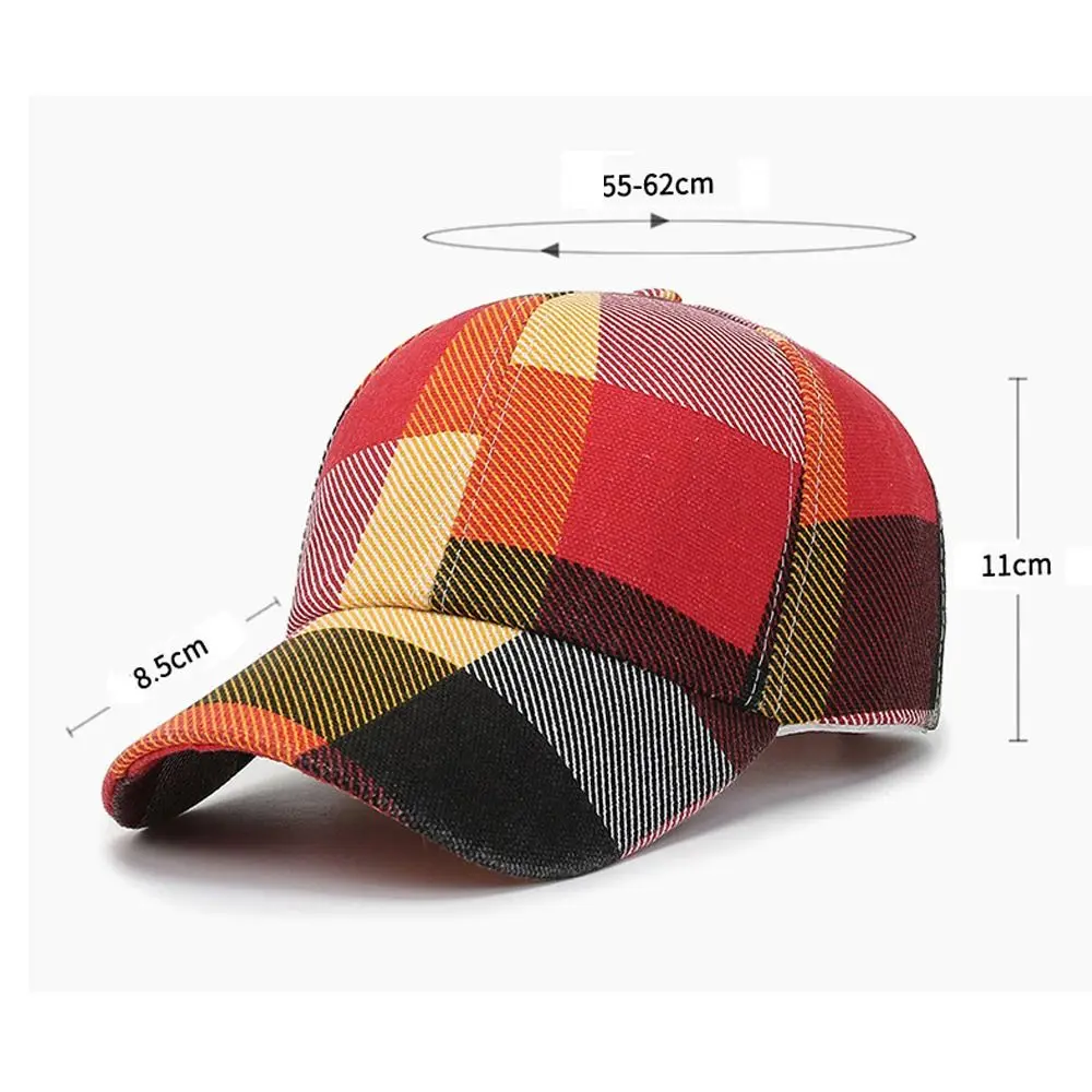 Spring Summer Women Men Plaid Caps Fashion Plaid Baseball Caps Outdoor Cool Adjustable Sun Cap Sports Hat