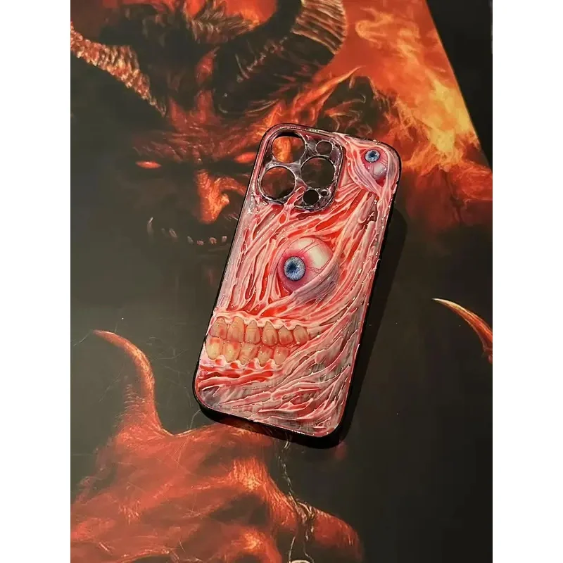 3D cool eyeball tentacle Cthulhu eye phone case, compatible with iPhone 17, 16, 15, 14, 12 Pro Max, 11, 8 Plus, made of soft sil