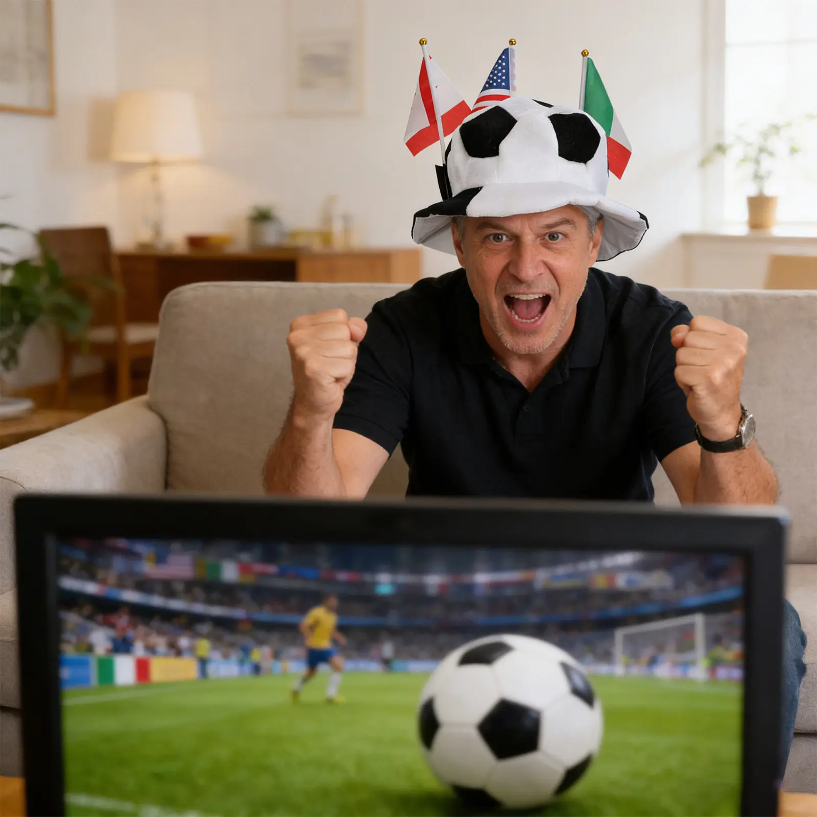 Soccer Ball Hat American Flag Soft Headgear Soccer Fan Accessories Football Game Party Fan Hat Novelty Sports Celebration