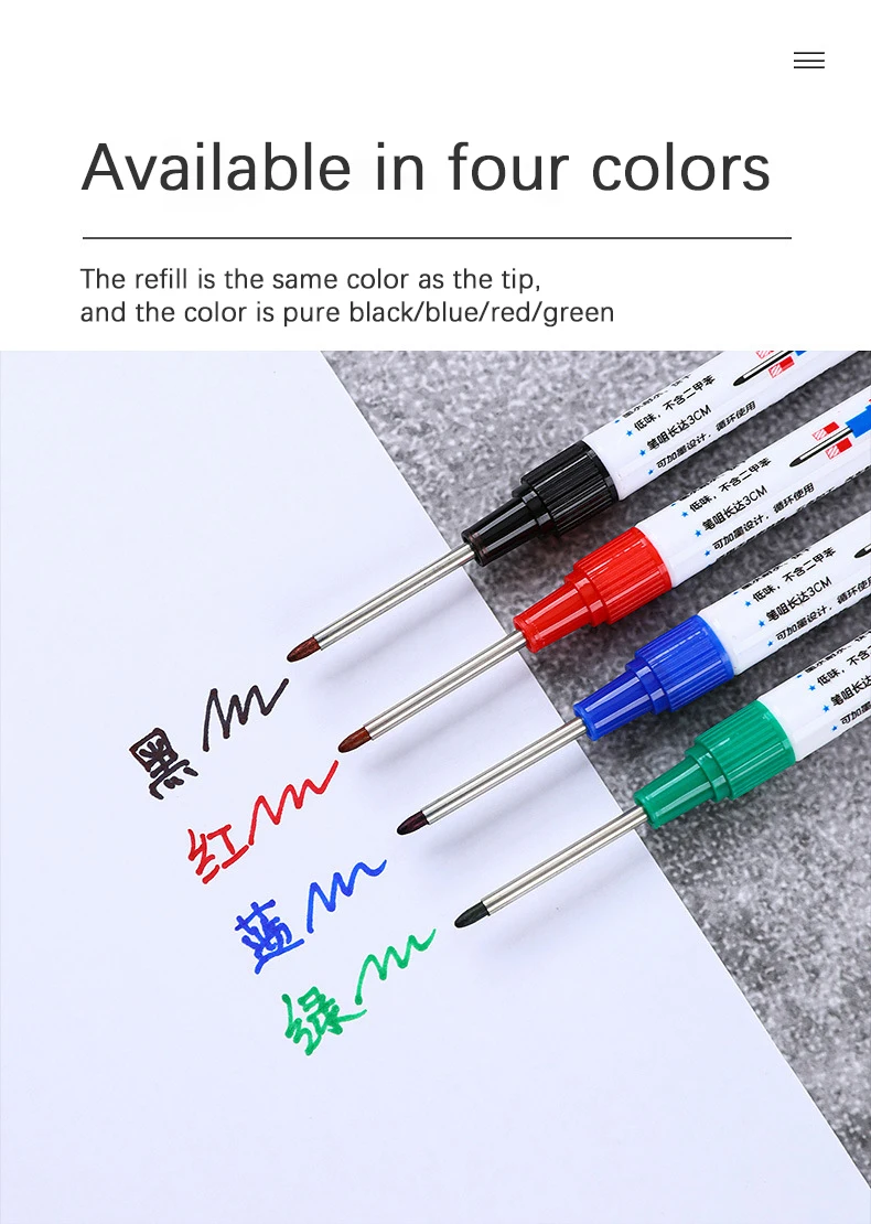 4Pcs/Set Long Nib Head Markers 30mm Deep Hole Multi-Purpose Perforating Pen for Metal Waterproof Woodworking Bathroom Decoration