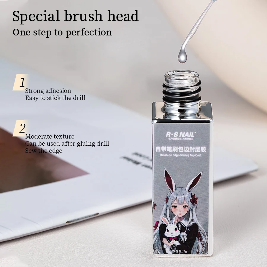 RSNAIL 7g Rhinestones Glue Top Coat with Line Brush UV LED Soak Off Varnish Transparent Rhinestone Gel Nail Polish Nail Art Salo