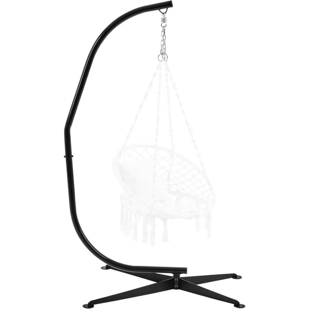 Hammock Chair Stand, C-stand for Hanging Hammock Chair w/Buckle & S-shaped Hook - Free Rotation C-stand Hammock Stand