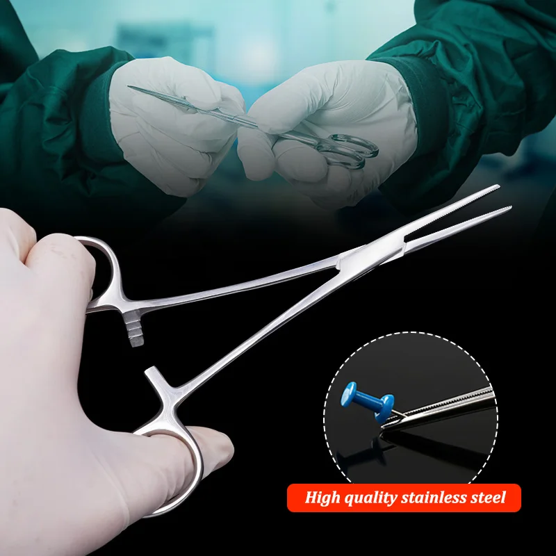 14Cm/16Cm/18Cm Stainless Steel Needle Holder Forceps Hemostatic Clamp Tool Animal Veterinary Surgical Suture Instrument Tools