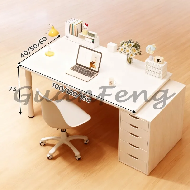 French Cream Dresser with Storage, Simple Multipurpose Family Bedroom Desk