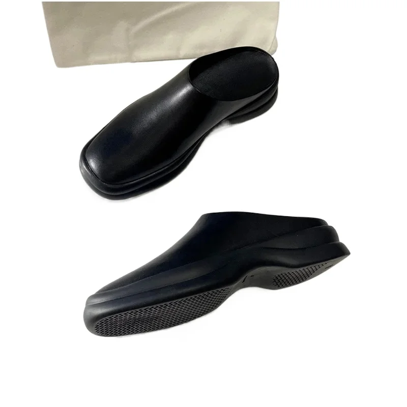 Autumn and Winter Fashion Casual Trend Simple Calfskin Deep Mouth Slippers for Women