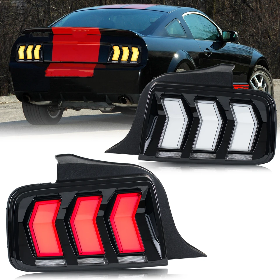 Par De Luces Laterales LED Para Parachoques Trasero De Ford Mustang 2005-2009, Lente Ahumada, Luz Roja, Marca Toptuning