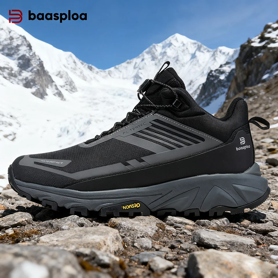 

Baasploa/мужская зимняя походная обувь, новые удобные плюшевые теплые уличные кроссовки, мужские оксфорды, водонепроницаемые нескользящие повседневные кроссовки, мужские