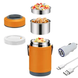 Portable USB Electric Lunch Box Stainless Steel Meal Heater 5V 12V 24V Car Truck Office Heated Bento Box Food Warmer Container