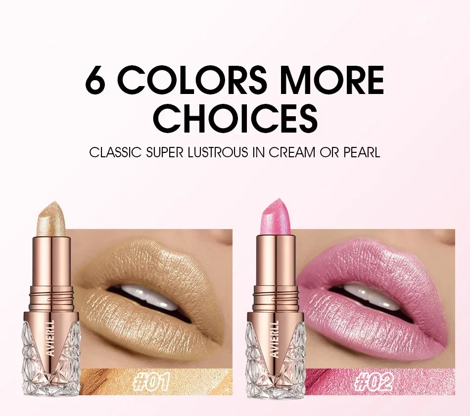 Waterproof Lipstick, Long Lasting, Shining, Glitter, Pearly Lip Gloss, Moisturizing, Non-Stick Cup