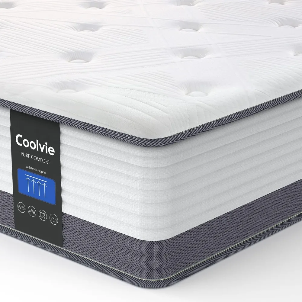 

10 Inch Twin Mattress, Twin Size Hybrid Mattress Built in Pocketed Coils and Gel Memory Foam Layer, Low Motion Transfe