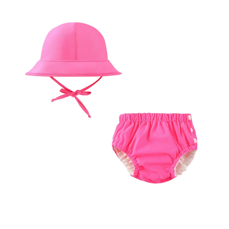 Baby Swim Diapers With Sun Hat Boys Girls Reuseable Washable Swim Nappy Hat Set for Swimming Lesson & Baby Shower Gifts