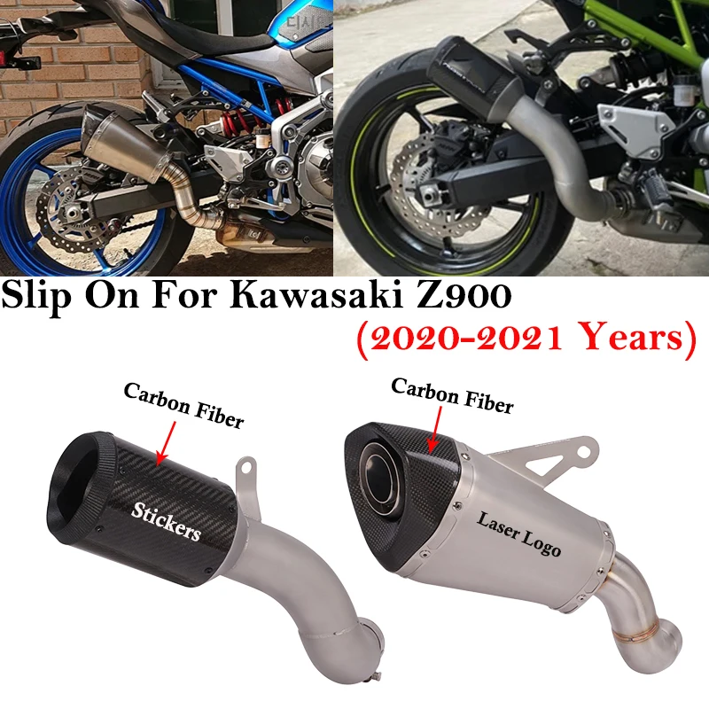 

Carbon Fiber Slip On For Kawasaki Z900 2020 2021 2022 Motorcycle GP Racing Exhaust Escape System Middle Link Pipe Muffler