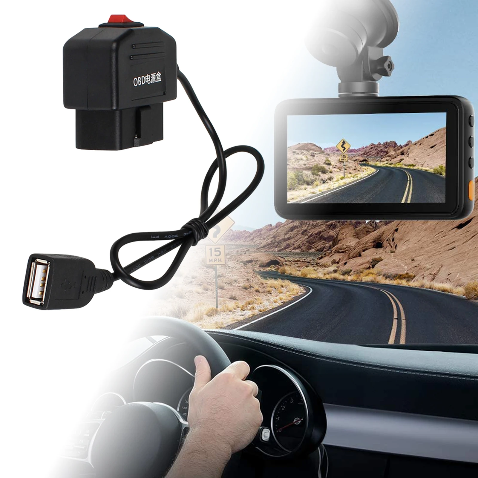 OBD Hardwire Set USB Cable USB Female Adapter 24Hours Parking Two Mode 20cm Wire Accessory Parts for cam