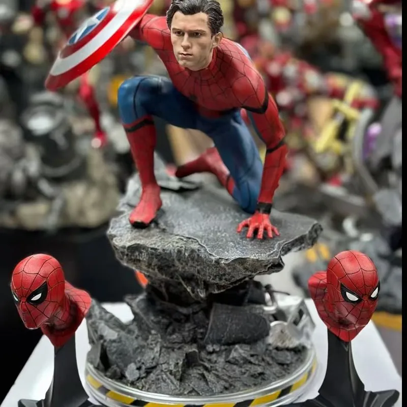 

В наличии: Высококачественная статуэтка Marvel Captain America Civil War Spider-Man с щитом, 3 скульптуры голов, коллекционный декор.