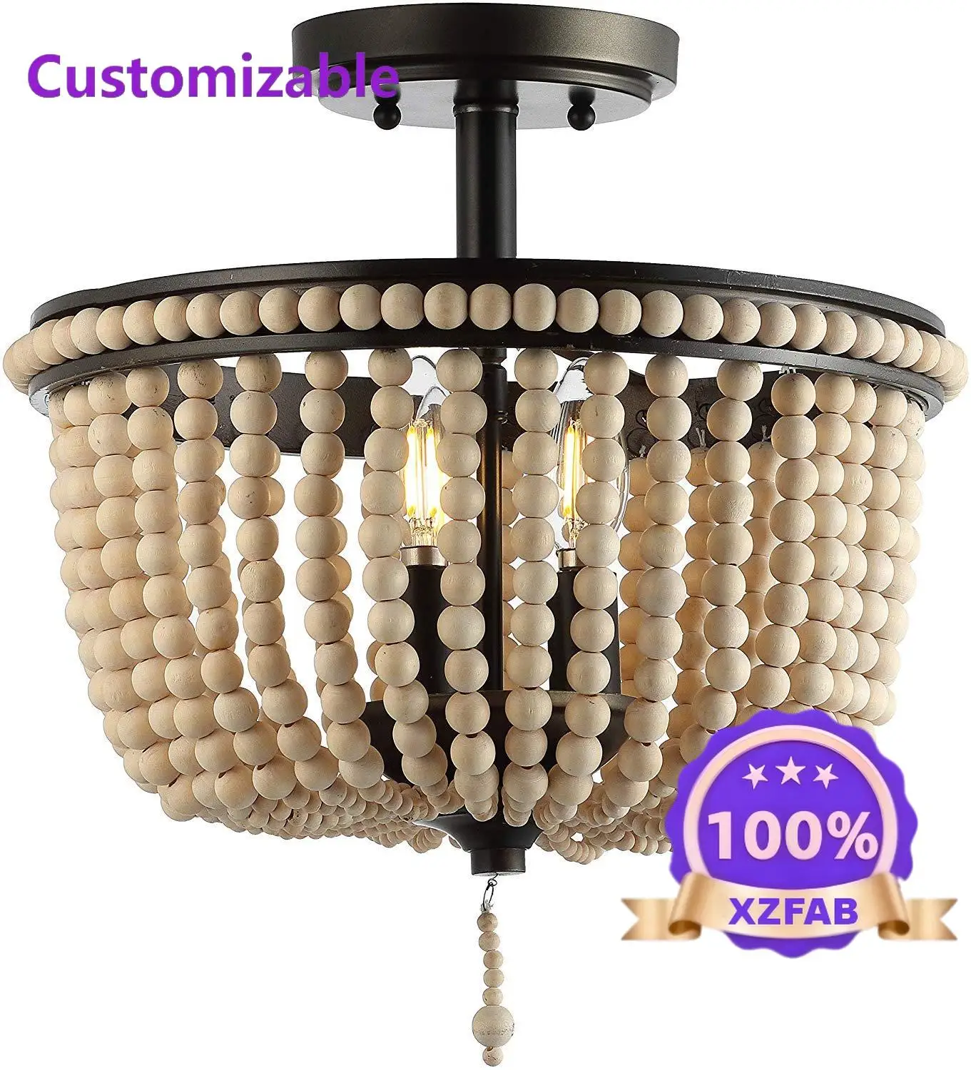 Factory Direct 2026 Cross-border special American country wood bead lamp living room dining room bedroom corridor cloakroom