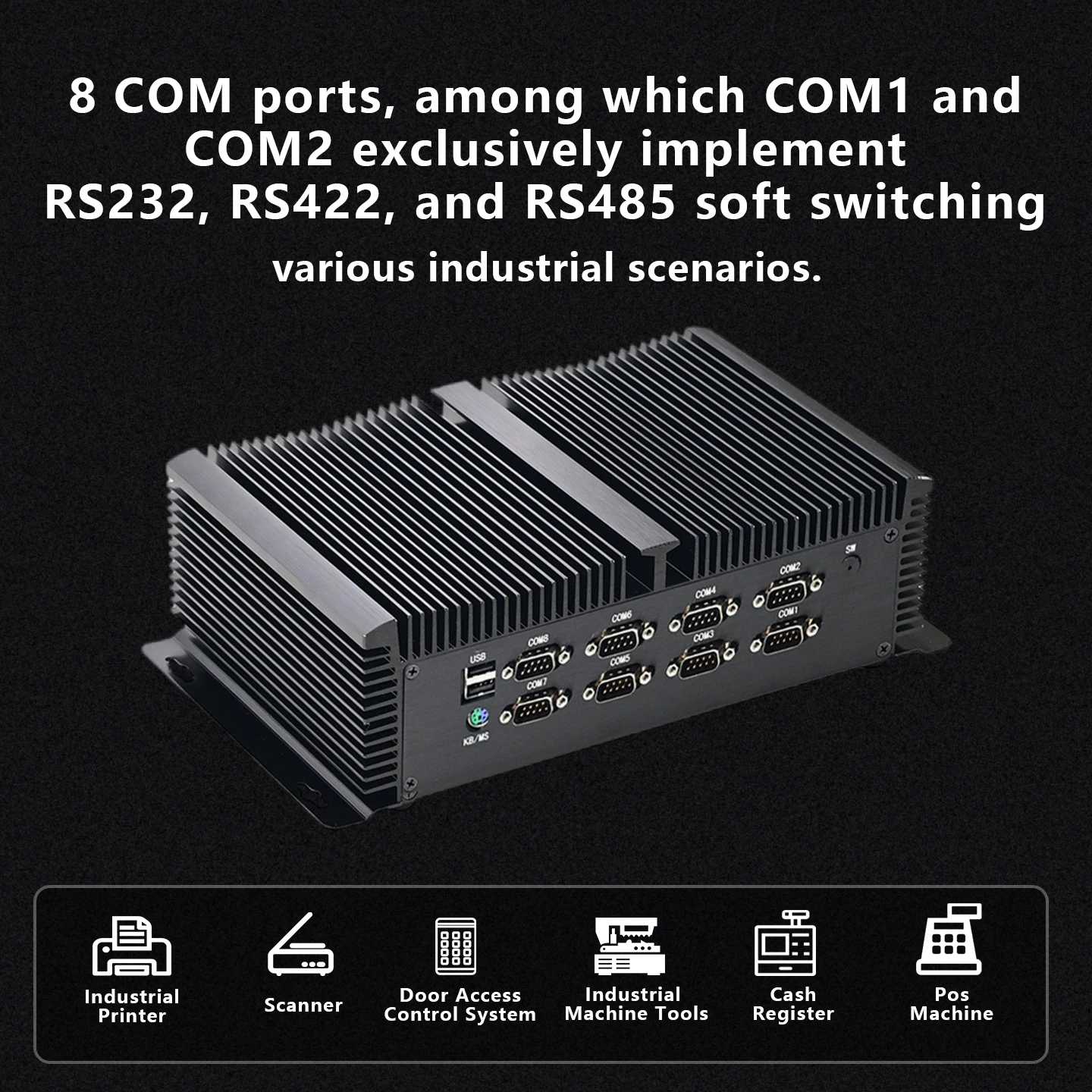 8 puertos COM ordenador Industrial integrado Core i7 1355U i5 1335U 3x2,5G Lan HD DP Win11 GPIO automatización comercial Mini PC 4G SIM