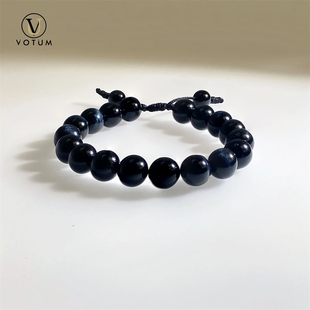 Votum Natural Blue Tiger Eyes Adjustable Bracelet for Unisex Men Women Armband Crystal Healing Wealthy Attraction Gift Jewelry