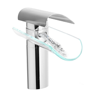 Bathroom Sink Glass Tap Waterfall Basin Mixer Tap Single Lever Mixer Waterfall with Glass Spout