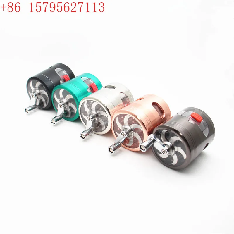 63Mm metal smoke grinder hand crank colorful gradual change with drawers grinder smoke grinder pipe