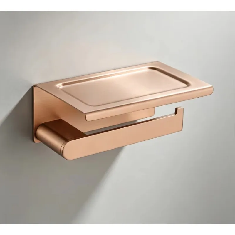 STLF  Rose Gold Bathroom Shelf Wall Mounted Bathroom Shower Storage Rack with Drain Slot Bathroom Vanity Floating Shelf