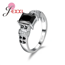 Latest Square Black Stone Design Rings Women Unisex Finger Ring 925 Sterling Silver Fashion Party Jewelry For Wholesale