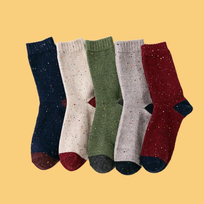 

5/10 Pairs 2024 New Autumn And Winter Women's Mid-tube Warm Socks Japanese Style Dot Yarn Color Matching Retro Wool Casual Socks