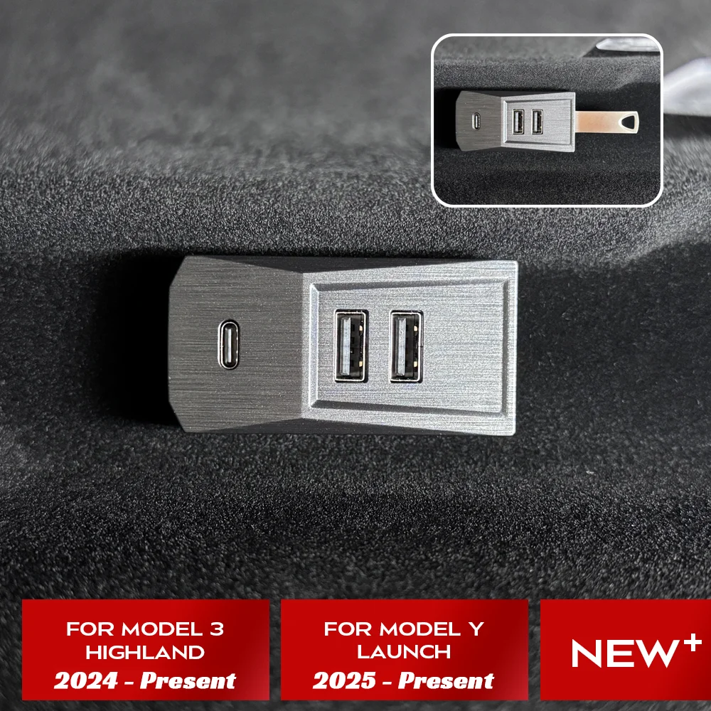 Glovebox USB Hub For Tesla New Model Y Launch Juniper 2026 Model 3 Highland 2025 Type-C Port Splitter Docking Station Data