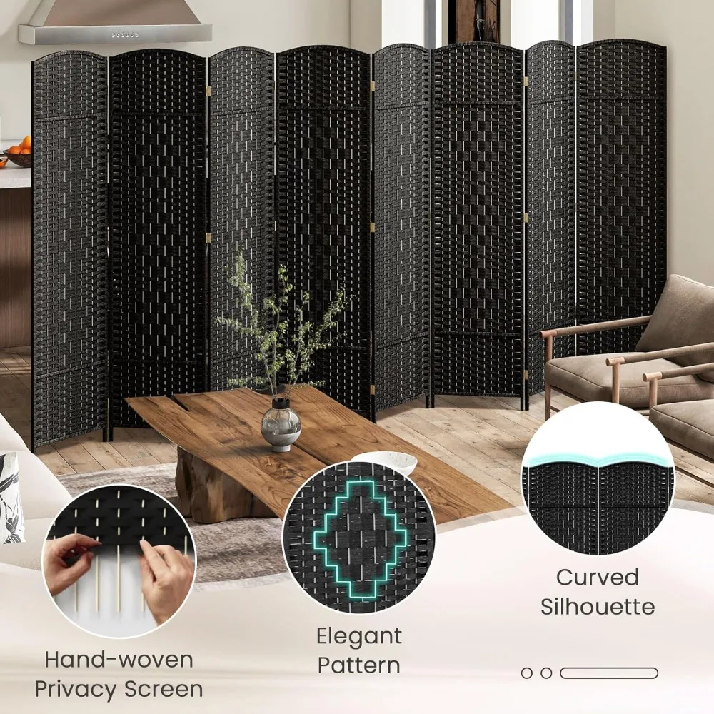 شاشة خصوصية قابلة للطي بطول 6 أقدام مع نسيج منسوج يدويًا وإطار من الخشب الصلب، مقسم غرفة مجمع بالكامل #4