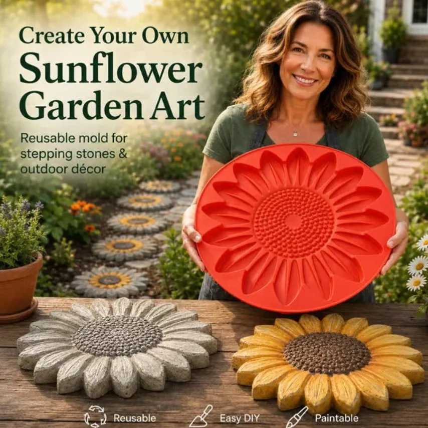 Cross-border new ReusableSunflowerSteppingStoneMold sunflower stepping stone mold