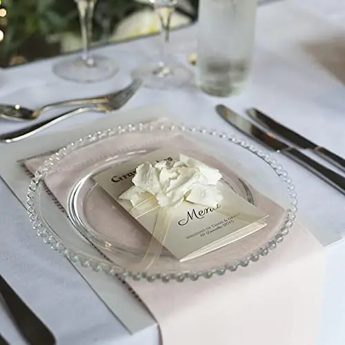 Hot Sale Clear Luxury Acrylic Wedding Event Charger Plates with Embossed Beaded Rim