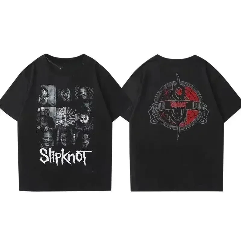 Mens T-shirt Slipknots Heavy Mental Band Printed Cotton Tshirt Music Graphic Tee-shirt Harajuku Streetwear Oversized T Shirts