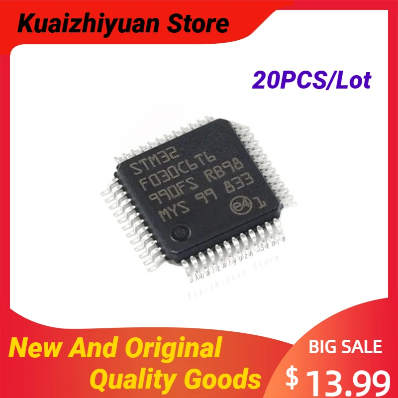 20PCS/Lot New And Original STM32F030C6T6 STM32F030C6T STM32F030C6 STM32F030C MCU Chip STM IC LQFP-48 Chipset Quality Goods