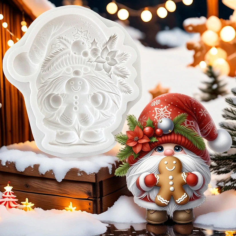 Lebkuchenmann Weihnachtsmann Weihnachts-Silikonform für Zuckerguss Cupcake-Backform Fondant-Kuchendekorationswerkzeuge – Detail 1