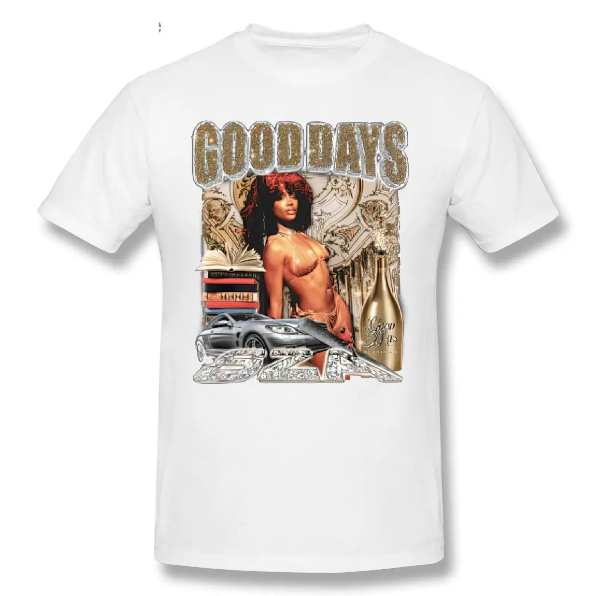 

GOODDAYS SZA Rap T Shirts Hip Hop 90s Retro Vintage Tshirts Men Fashion Clothes O-neck Sweatshirt 100% Cotton T-Shirts Tee Top