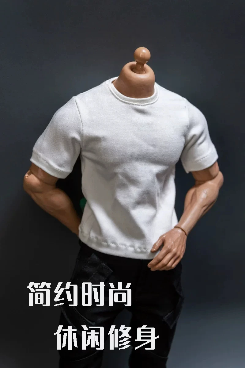 In Stock 1/6 Scale Male Solid Color Loose T-shirt Clothes Model Fit 12'' AT027 Soldier Strong Action Figure Body Dolls