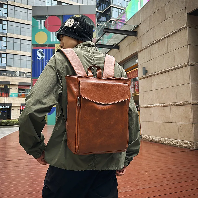 

2025 Vintage Academic Backpack for Women Minimalist PU Leather School Bag Fashionable Backpack