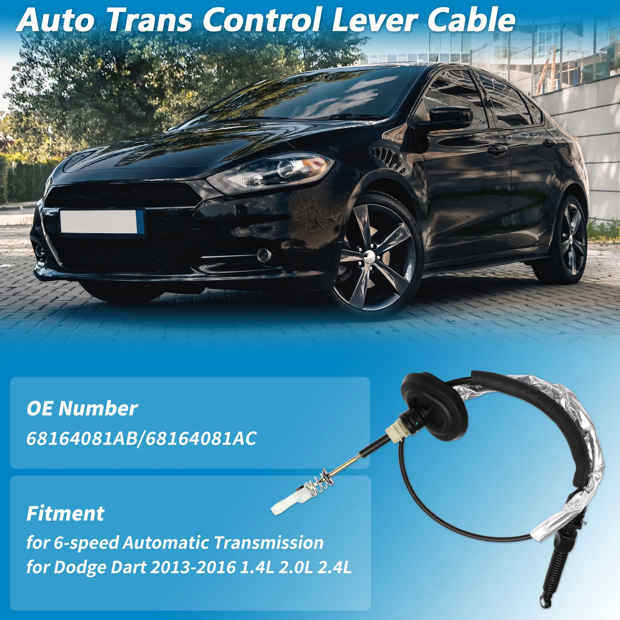 UXCELL No.68164081AB Auto Trans Gear Shift Cable for Dodge Dart 2013-2016 6-Speed A/T