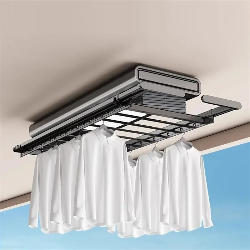 Lifting Balcony Drying Rack Automatic Home Foldable Retractable Laundry Intelligent Remote Control Clothes Dryer with Lighting