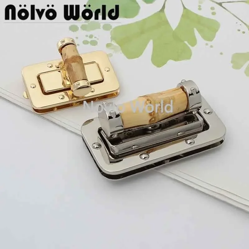 

2-10 pieces 2 colors 43X25mm 61X33mm luggage Bag Locks Buckles Twist locks bamboo Turn Lock