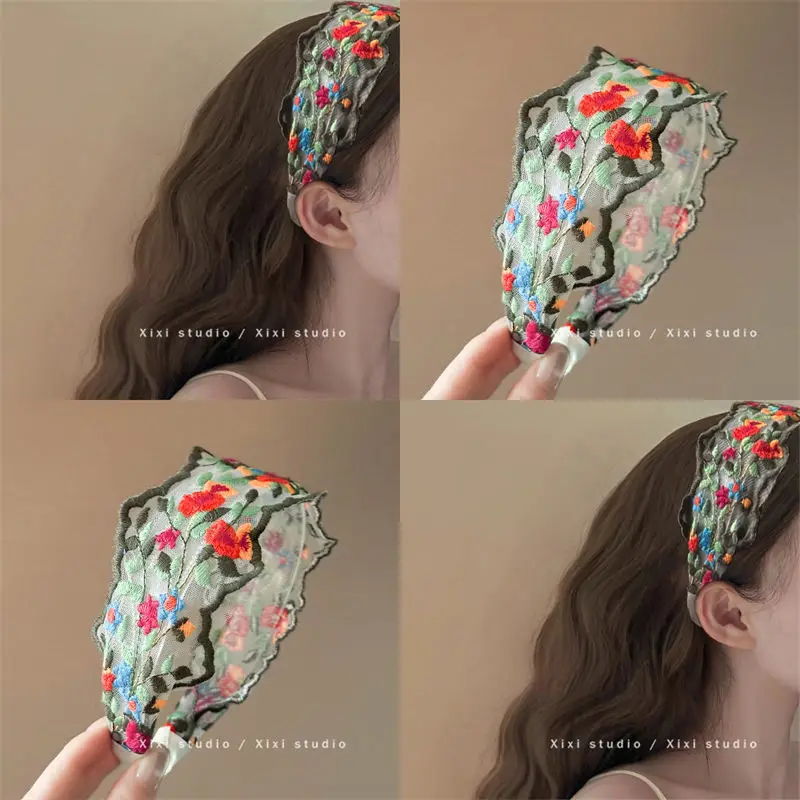 

Bohemian Hairband Women Girl Spring Summer Lace Flower Knot Headband Hair Ribbnons Elegance Beach Hair Accessories Headwear Fema