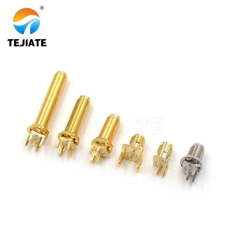 5PCS SMA SMA-KE PCB Female connector Striaght 28.5MM Female Jack Adapter Solder Edge PCB Mount RF Copper Connector Plug Socket