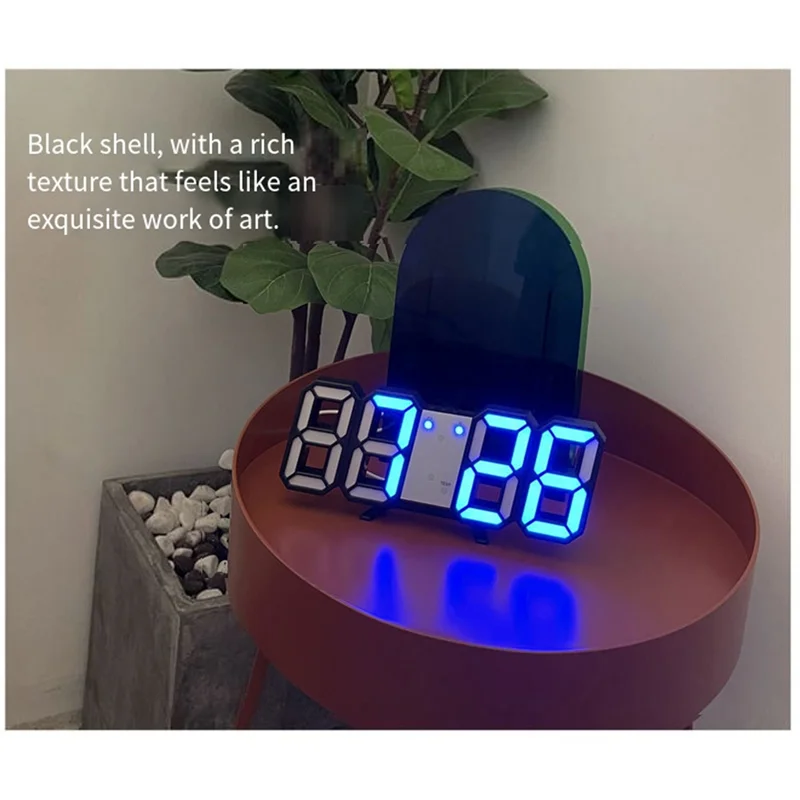 ABJF-3D Digital Alarm Clock Wall LED Clock Desktop Alarm Clock With Temperature Suitable For Home Kitchen And Office