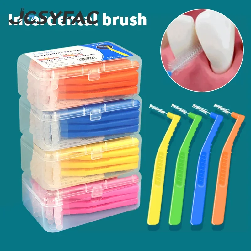 20Pcs L Type Angled Interdental Brush Gap Brush Short Handle Brushes For Braces Micro Soft Brush For Dental Brackets Cleaning