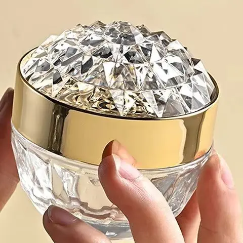 

1pcs Luxury Diamond 50g Glass Face Cream Jar With Lid Acrylic Cosmetic Jar Container For Cream Lotion Jars Travel Lotion Bottle