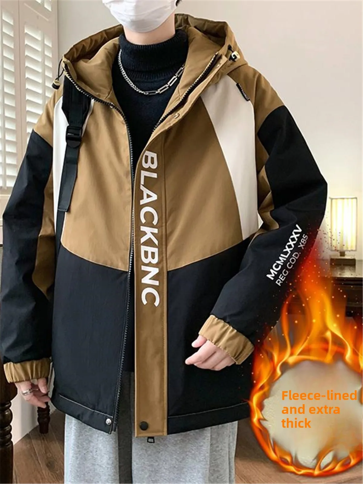 

Утепленная флисовая куртка с капюшоном для мужчин: теплая зимняя рабочая одежда для подростков, модная корейская утепленная хлопковая куртка для защиты от холода